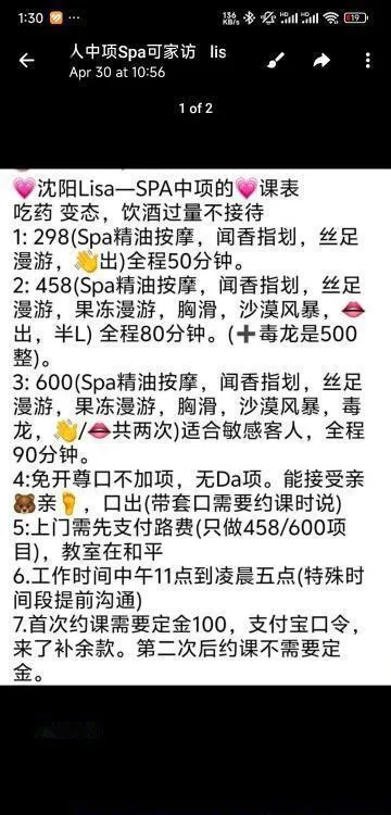 沈阳中项lisa无大